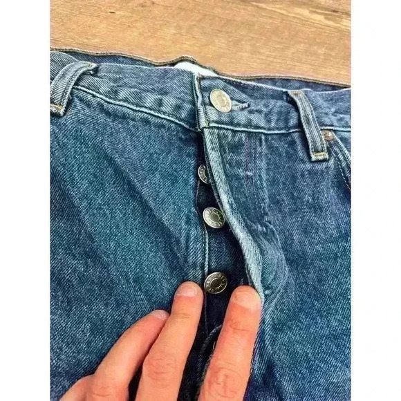 Agolde Parker Organic Cotton Denim Jean Shorts Button Fly Cut Off Women's 30 - Picture 9 of 11